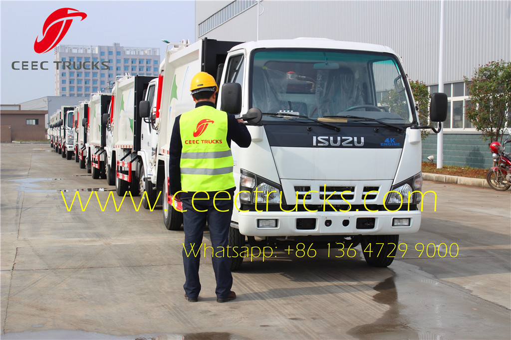 ceec engineer testing isuzu 5cbm garbage compactor truck
