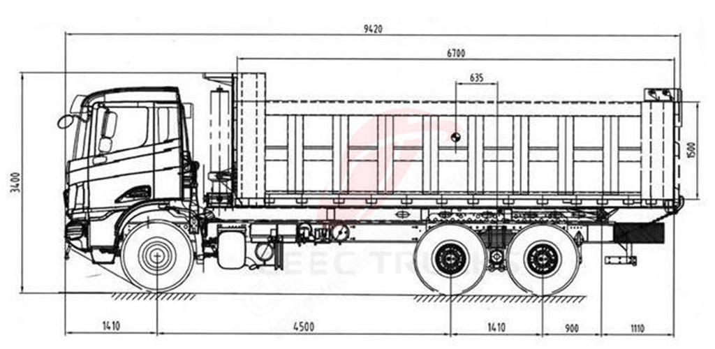 beiben 2538 tipper truck drawing