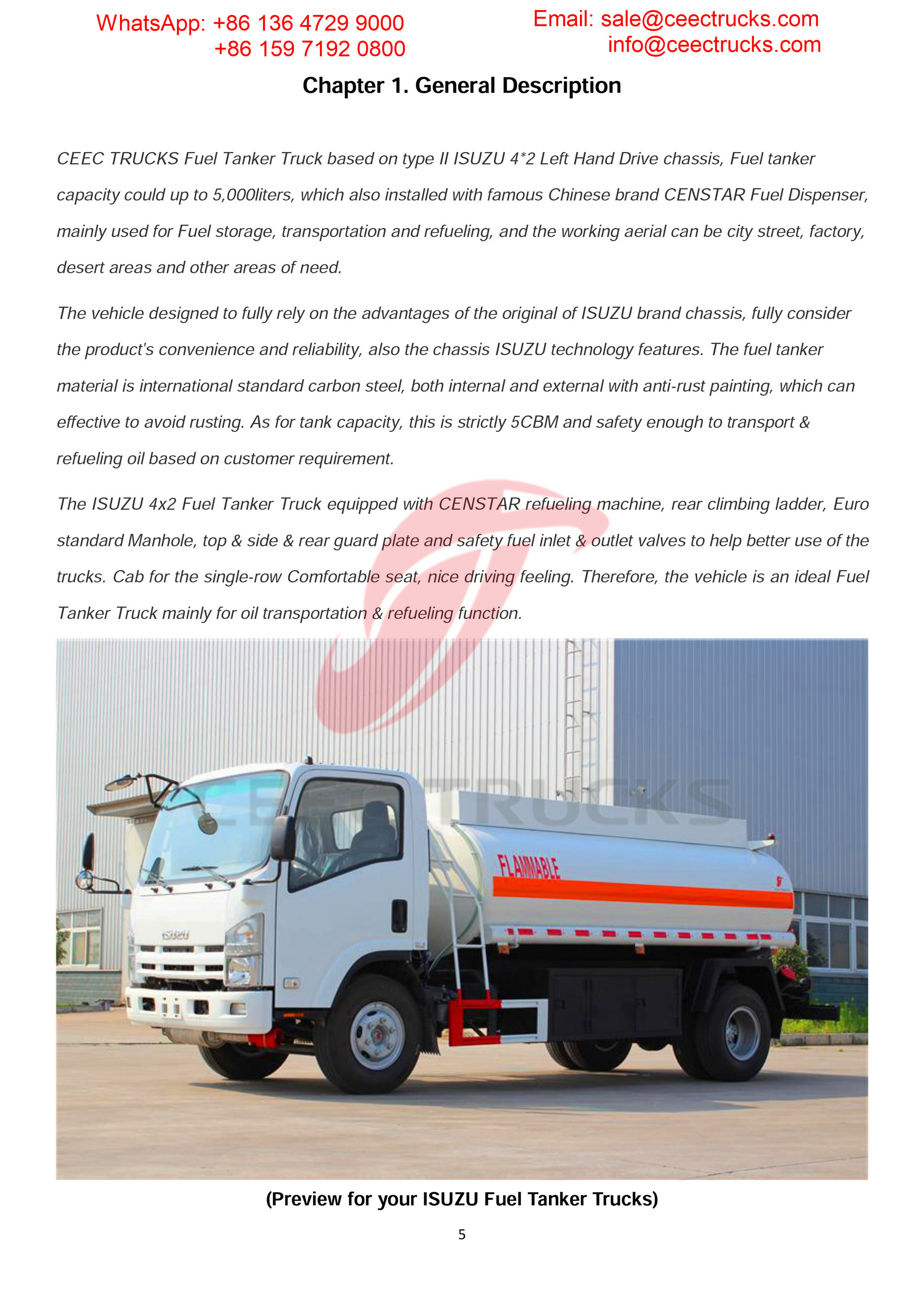 isuzu 5000liters fuel truck export Dubai
