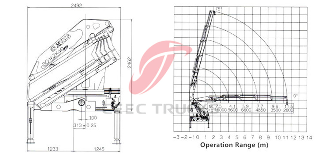 16tons knuckle boom crane CAD drawing
