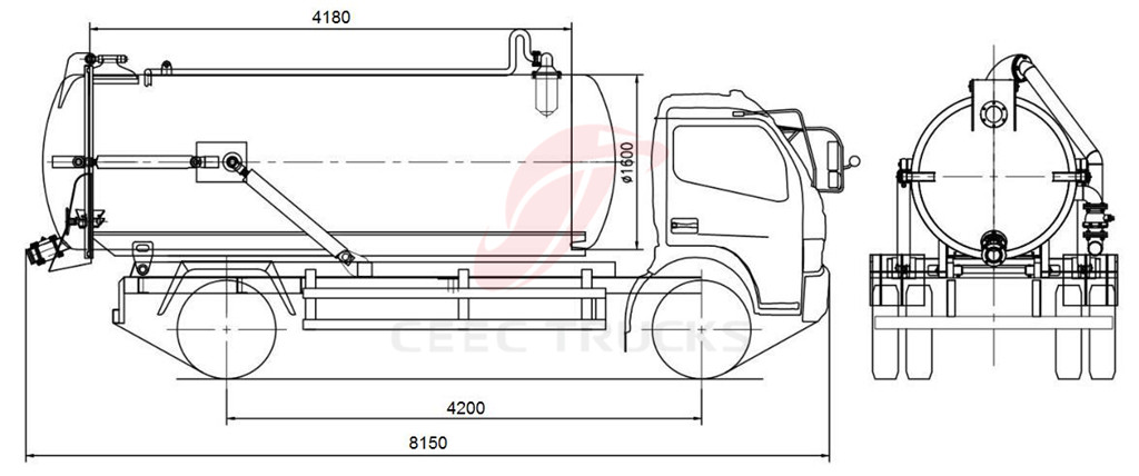 dongfeng 10 CBM cesspit emptier drawing