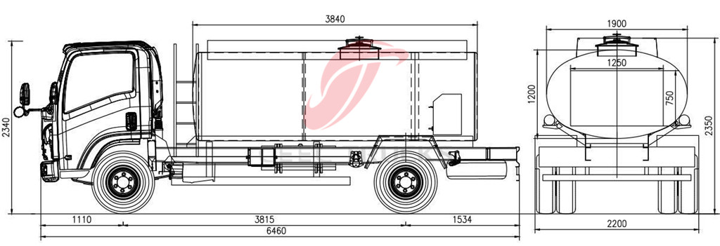 ISUZU 5000L Fuel tanker truck drawing