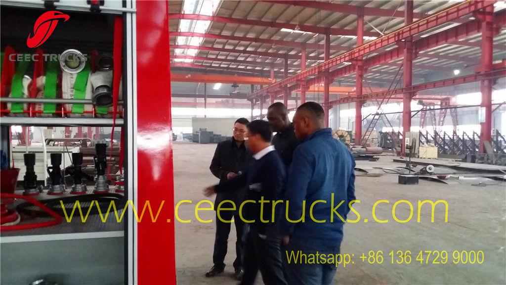 Algeria customer visiting our factory about purchasing firefighting truck