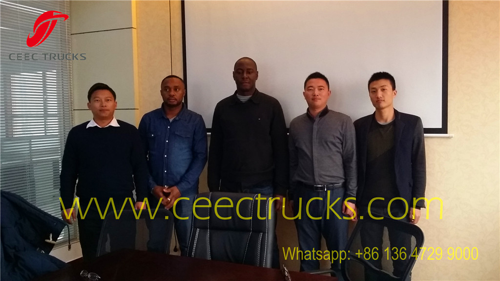 Algeria customer visiting our factory about purchasing firefighting truck
