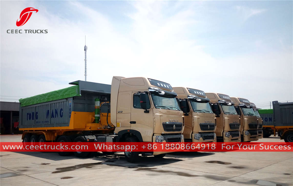 China HOWO tractor trucks with dump trailer