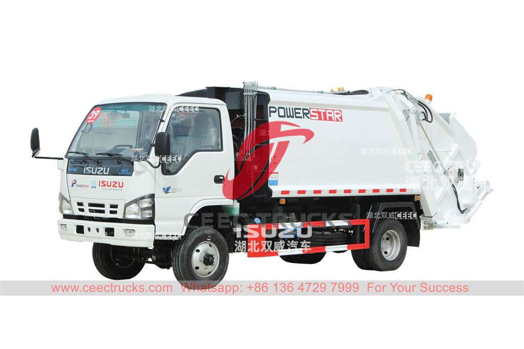 سعر جيد ISUZU 4 × 4600P 6CBM شاحنة لجمع القمامة تحميل خلفي للبيع