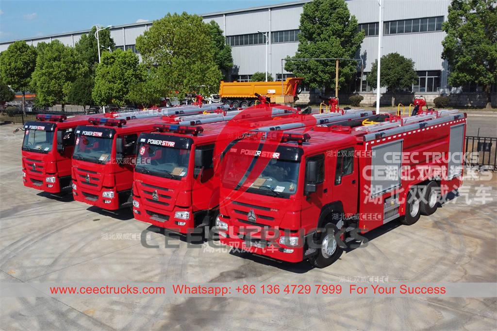 العلامة التجارية الجديدة HOWO 10 Wheeler شاحنات مكافحة الحرائق الثقيلة للبيع