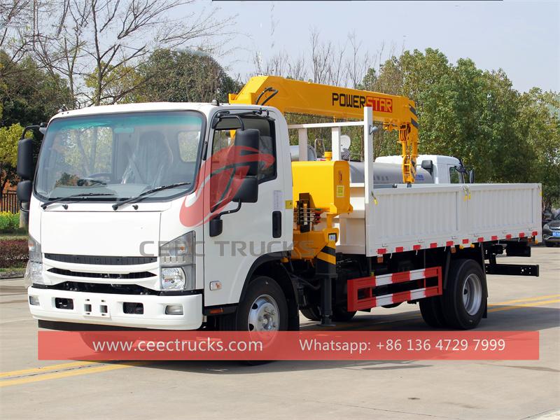 Isuzu NPR cargo truck with 5tons crane