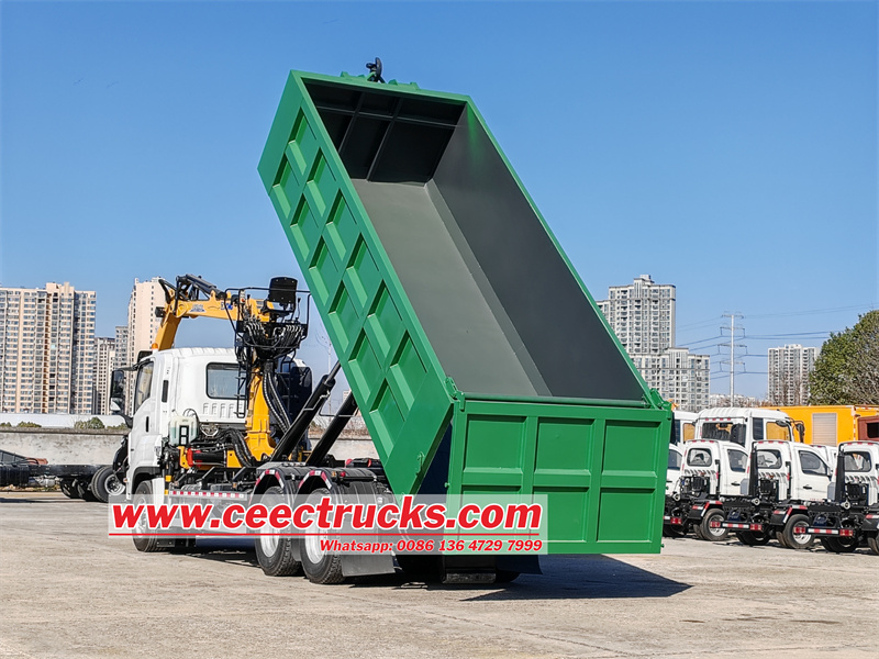 Isuzu GIGA 6x4 hook lift garbage truck with crane 