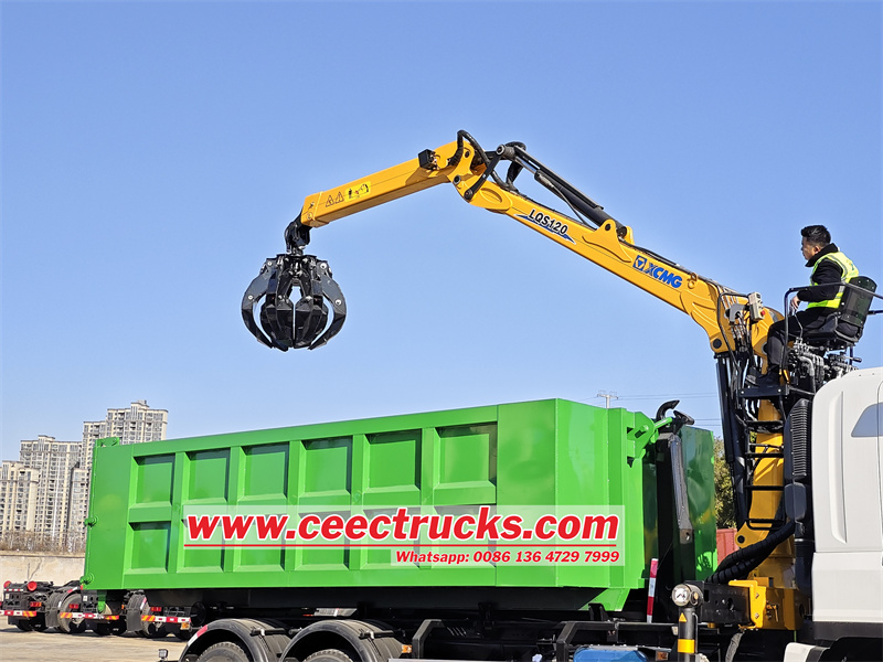 ISUZU hook arm dump truck with claw crane