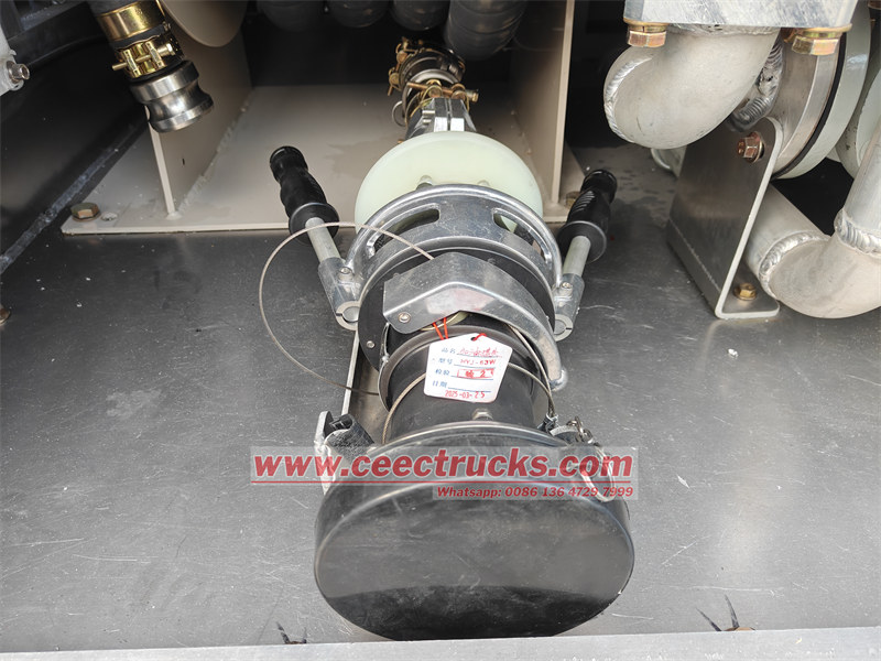 Hose reel with customized DN63 refueling gun