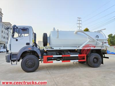 Beiben 1929 offroad 4x4 cesspit emptier 8000L vacuum suction tanker truck