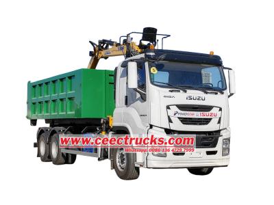 Isuzu 18 T hook lift garbage loader with hydraulic crane