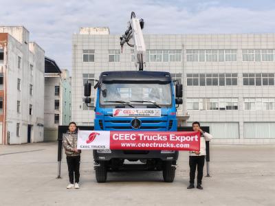 Beiben 6x4 cargo truck with knuckle crane